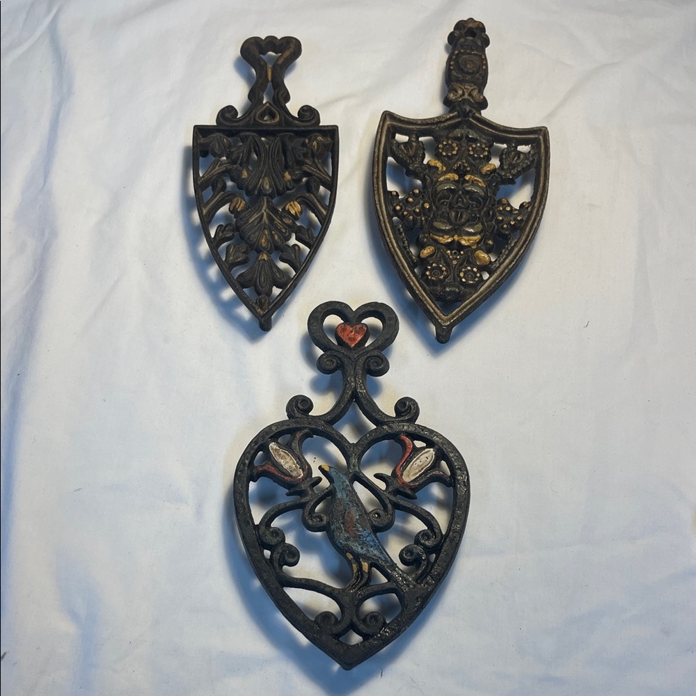 Vintage Ornate Cast IronTrivets Large size